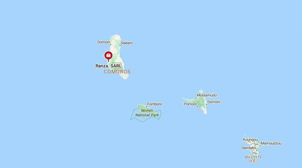 Map showing Ranza SARL's headquarters location in Moroni, Grande Comore, Comoros
